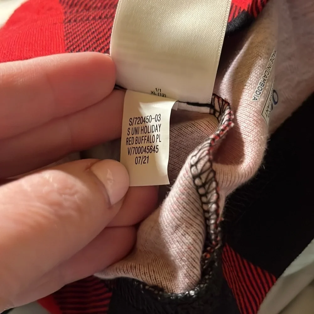 Old Navy Girls Boys Buffalo Plaid Buffalo Check Red Black Pajama Bottoms XL